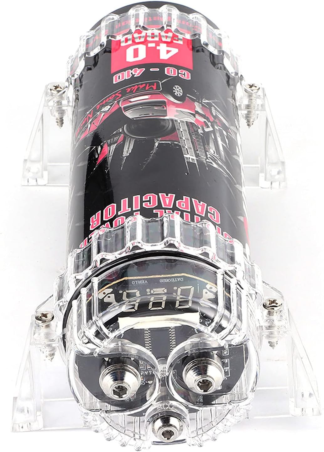 GOTOTOP 4 Power Capacitors for Systems Up to 2000W, with Warning Indicator, 10-16V DC, for Car Audio Amplifiers, for Bass Amplifiers