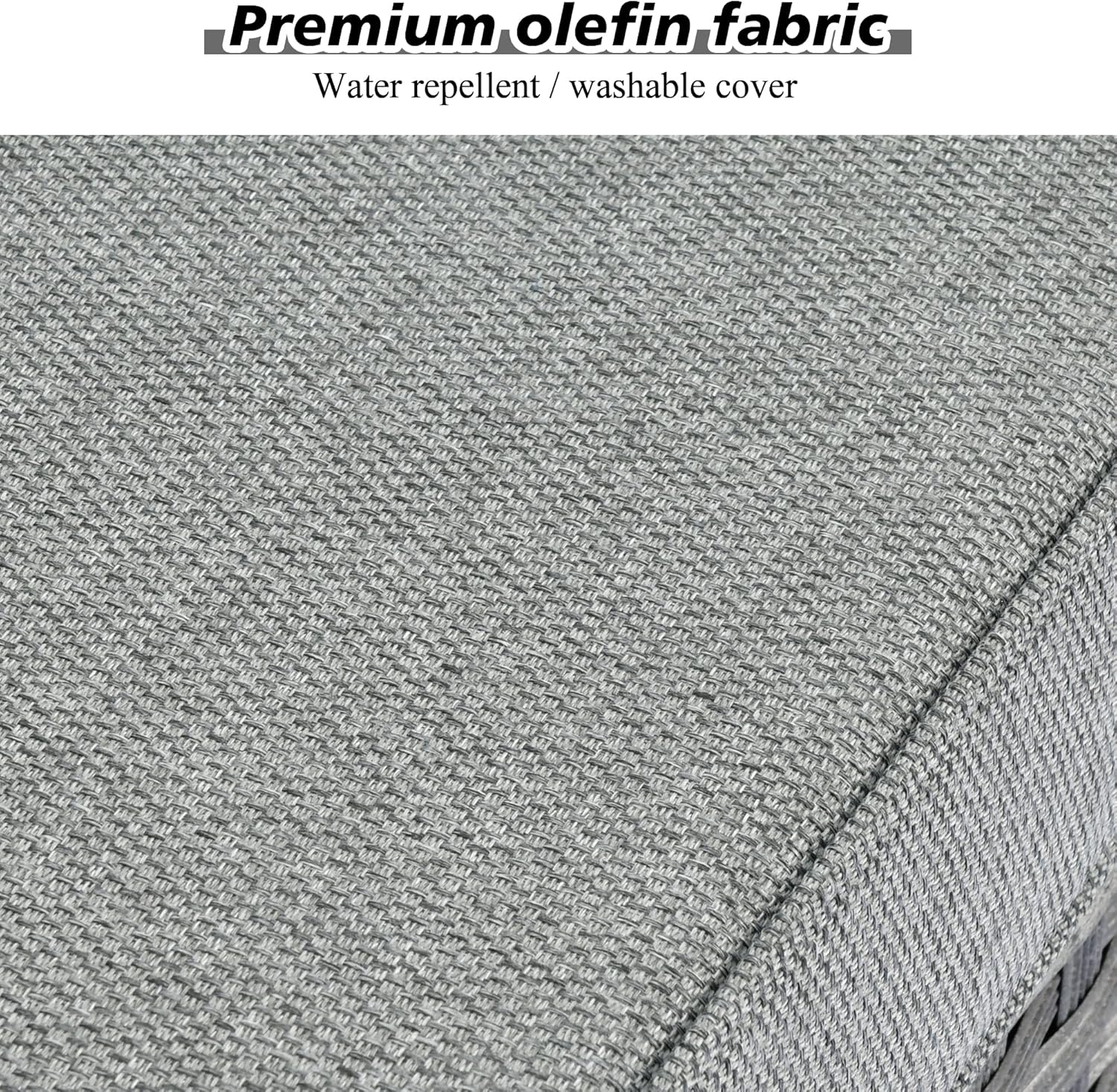 HOOOWOOO Outdoor Patio Sectional Furniture Sofa Set with Propane Gas Fire Pit Table,7 Piece Small Modern Wicker Couch with Widened Armrest,Modular Conversation Seating Set for Out Door(Grey Strips)