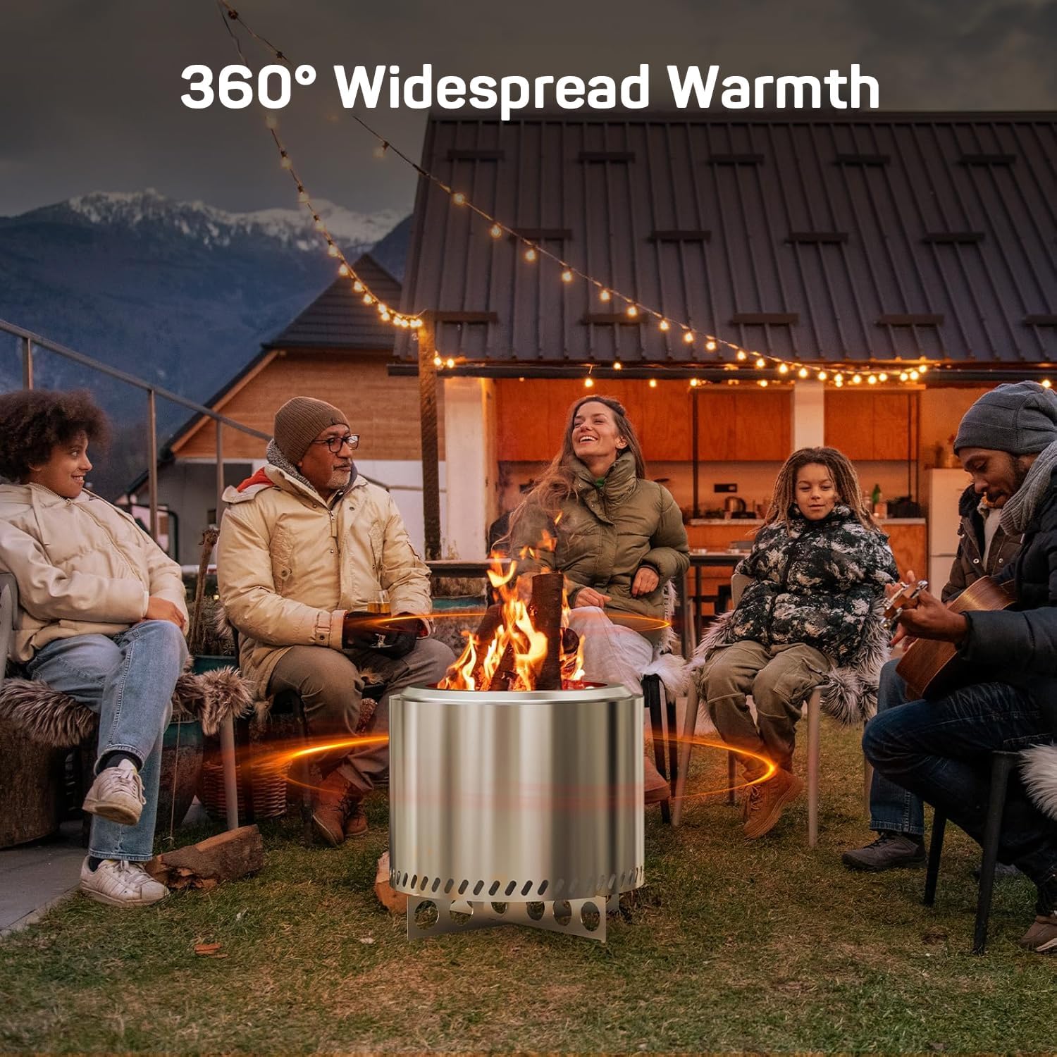 Smokeless Fire Pit, 19-Inch Outdoor Firepit with Stand, Portable Stainless Steel Wood Burning Bonfire for Outside Patio Camping with Carry Bag, Ideal for 4-6 People, 22.44 lbs