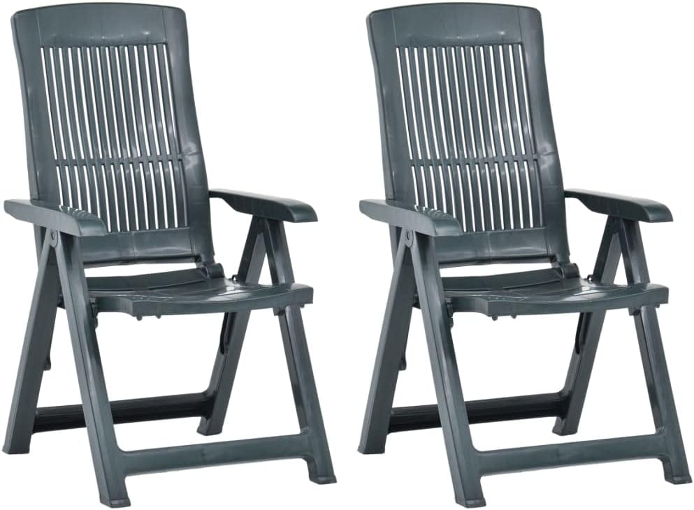 Patio Reclining Chairs 2 pcs Plastic Green Outdoor Furniture, Outdoor Chairs