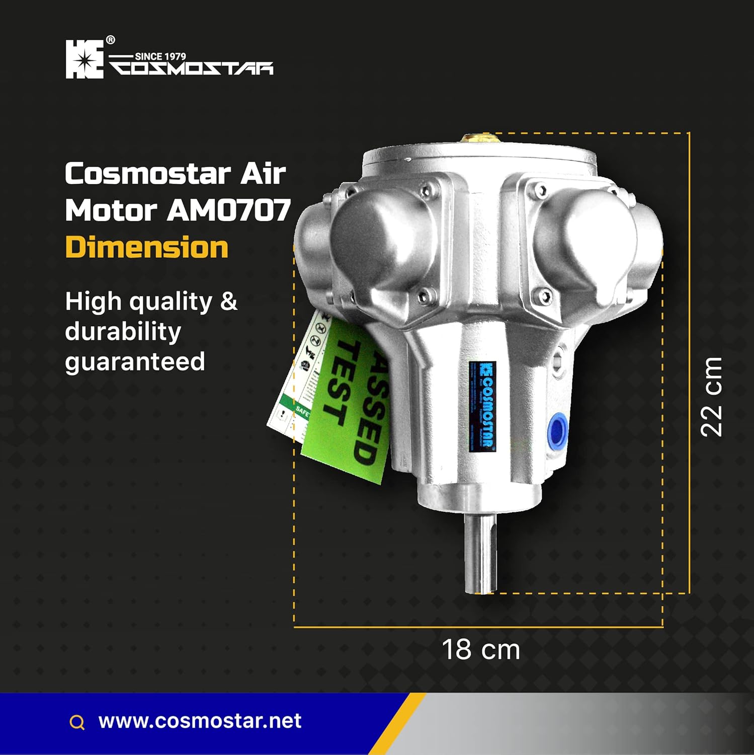 COSMOSTAR M0707 1/2 HP Bung Mount 55G Pneumatic Agitator | Barrel Drum Mixer | Pneumatic Bracket Mixer, Paint Stirring Machine Bracket Air Agitator Paint Mix Tool