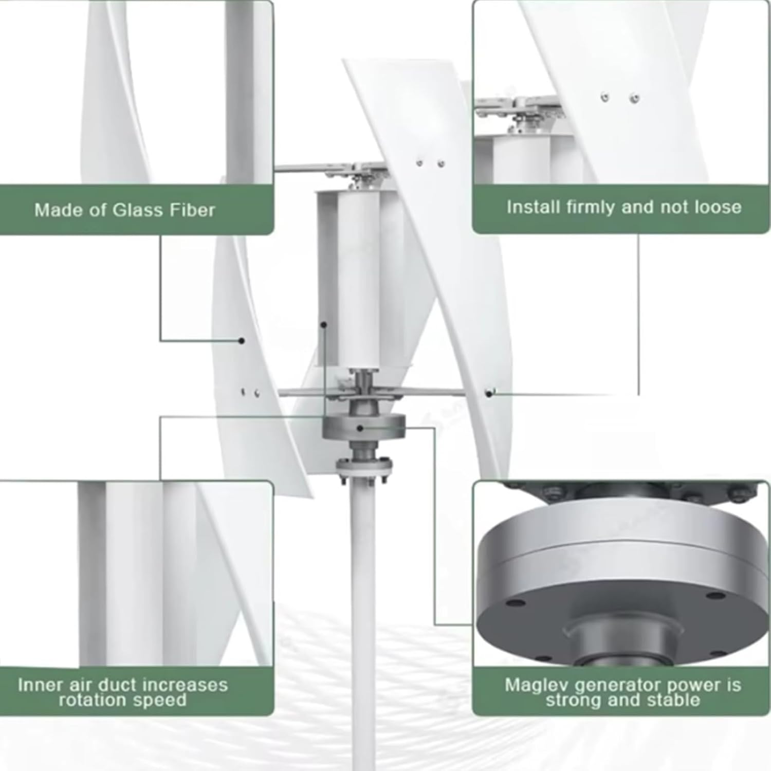 5000W 12V/24V/48V/220V Vertical Windturbine Portable with MPPT Controller 5KW Wind Power Generator Kit Noiseless 3 Blades for Residential Homes, Farms