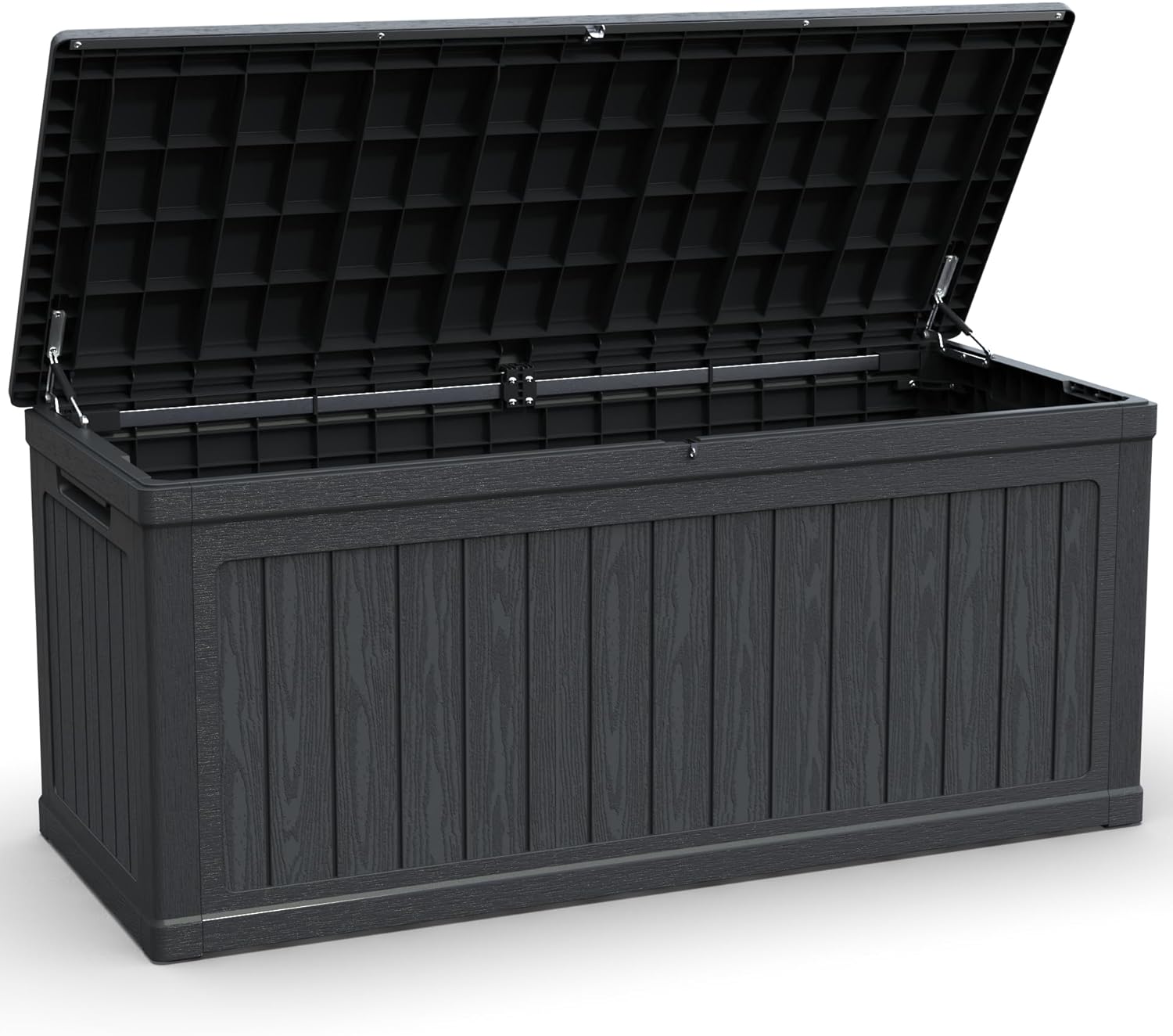 260 Gallon Outdoor Deck Box, XXL Waterproof Resin Storage Chest with Lockable Lid, Double-Wall Black Patio Furniture Cover for Garden Tools, Pool Equipment & Outdoor Cushions - Black