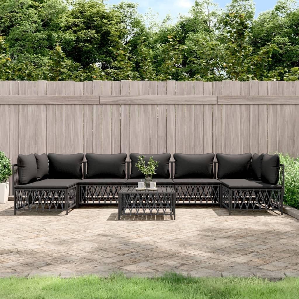 8 Piece Patio Lounge Set with Cushions Anthracite Steel,Versatile Patio Lounge Set for Outdoor Comfort and Style Outdoor Furniture Sets, Patio Furniture