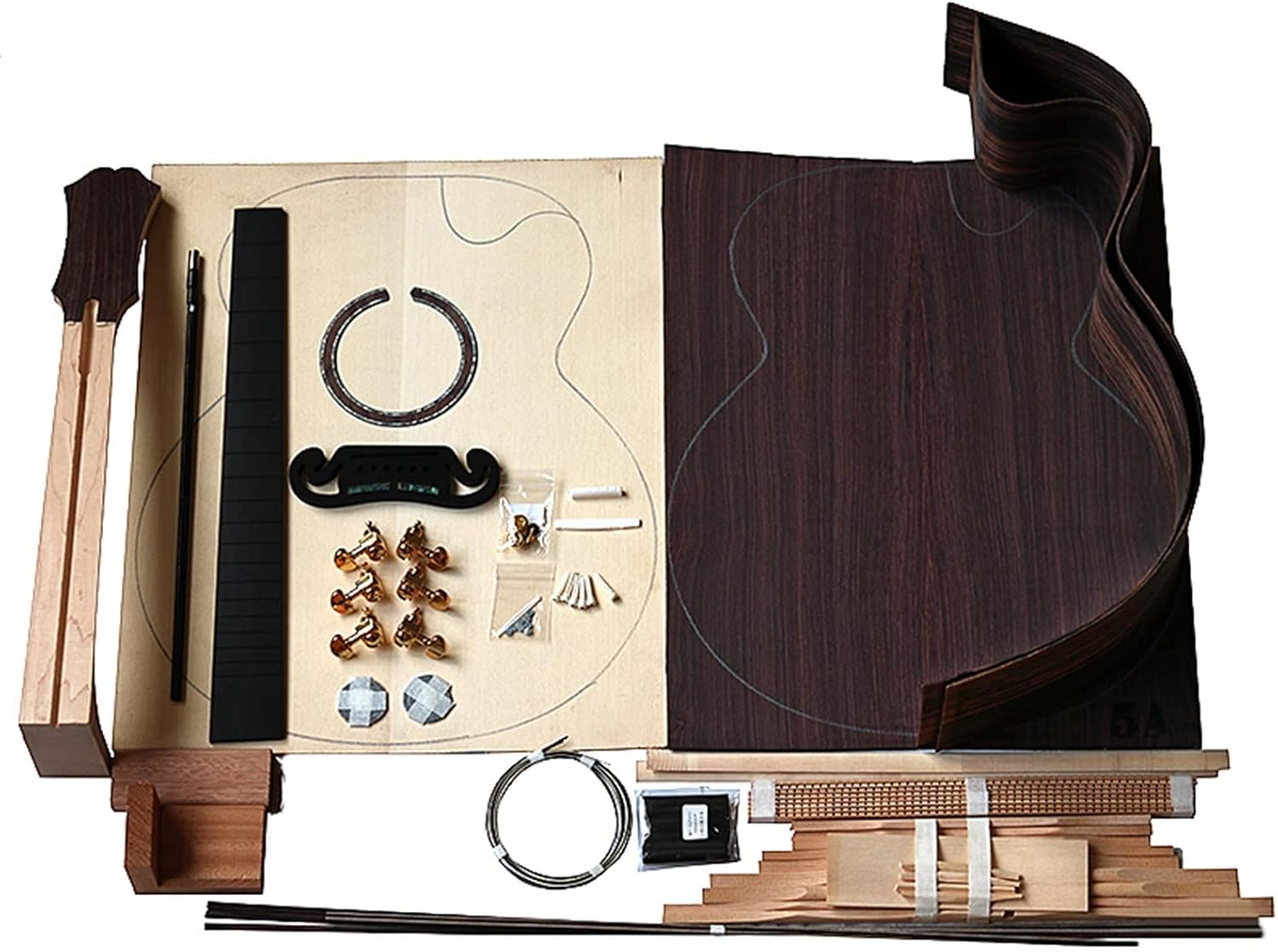 43 Inch 42 Inch Full Single Folk Guitar Accessories Making Material Set Combination Rosewood Guitar DIY Guitar Kit (Color : 4)