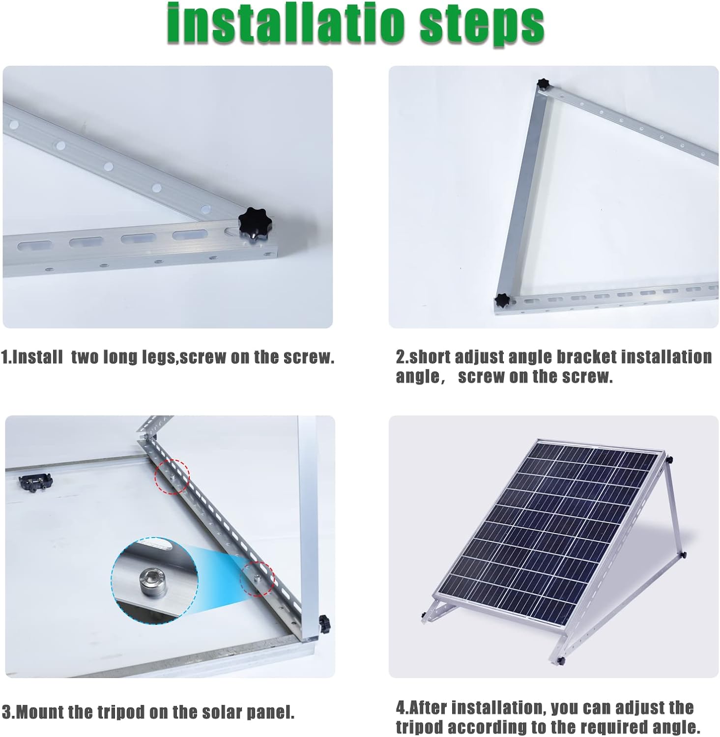Adjustable Solar Panel Mounting Brackets - 2 Sets 45 inch Durable Tilt Solar Panel Stand/Mount with Foldable Tilt Legs for 200W-600W RV, Boat, Rooftop & Off-Grid Systems