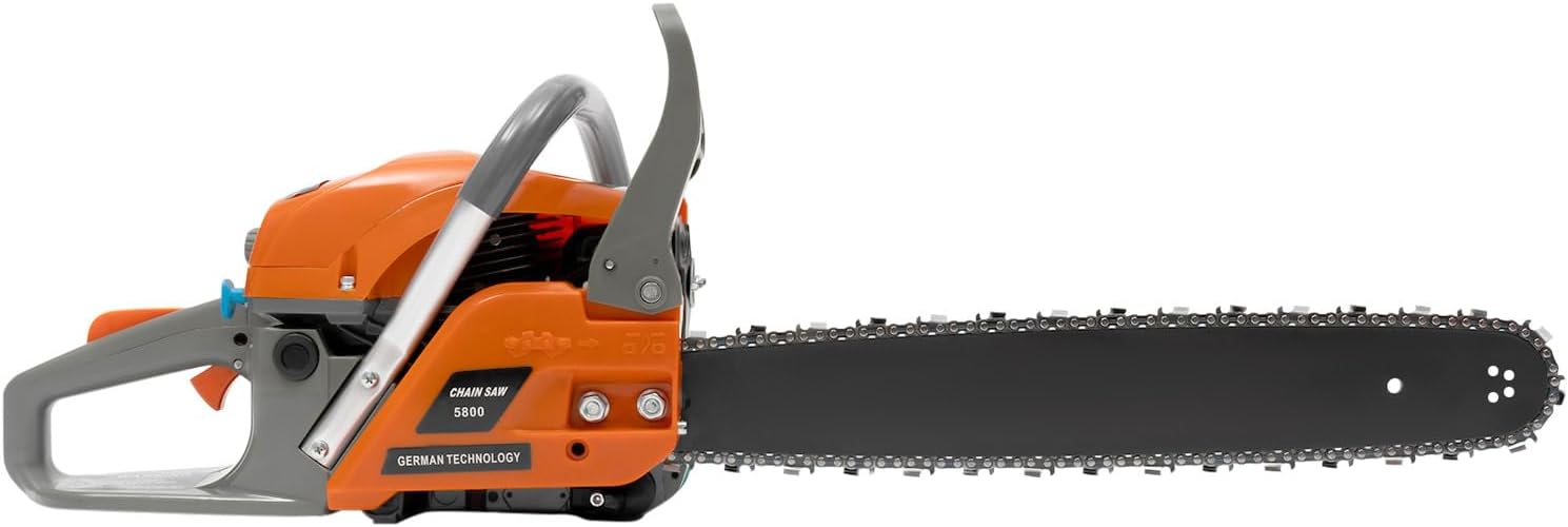 58CC 20 Inch Gas Chainsaw Power Chain Saw ，Gas Powered 2 Stroke Handed Petrol Gasoline Chain Saw for Trees Gas Powered Farm Ranch and Garden Tools.