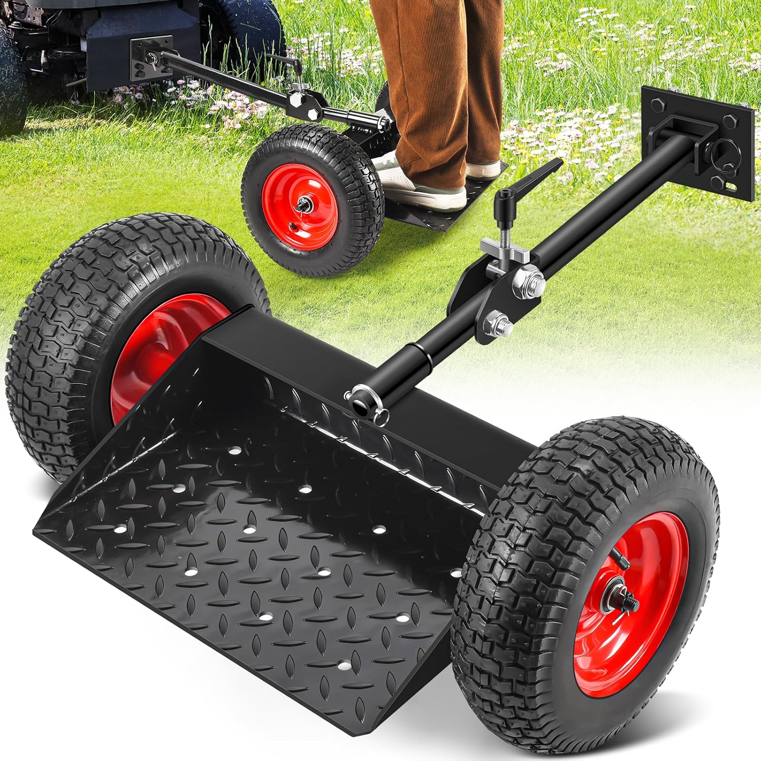 GADFISH Lawn Mower Wheels Sulky, Walk Behind Mower-Sulky, Lawn Trailer with 13