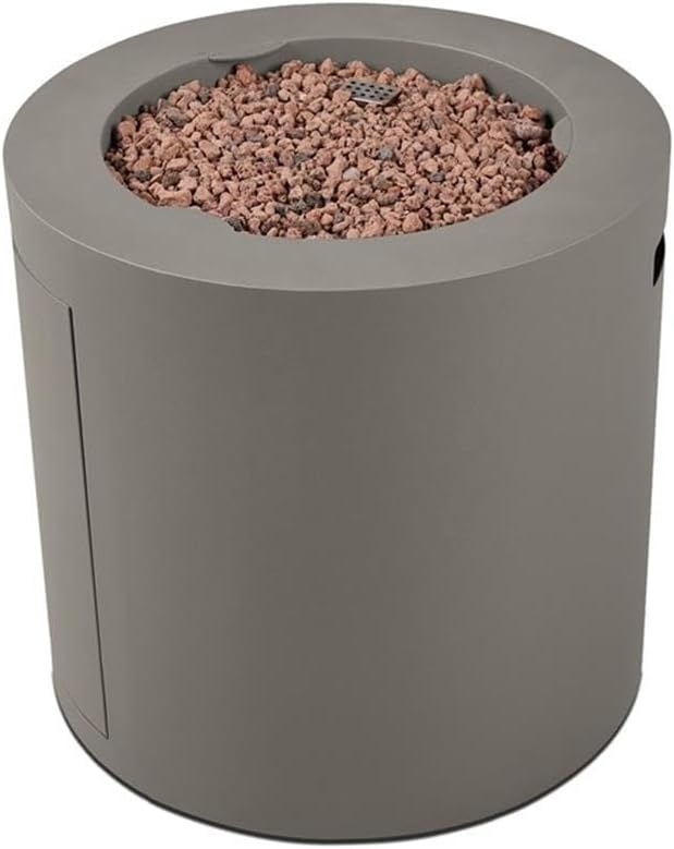 Home Square Set of 3 Propane Fire Pit Table & 2 Outdoor Chairs with Cushions