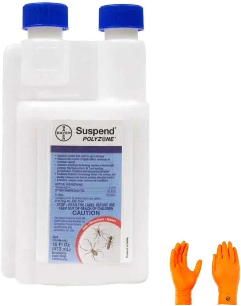 Suspend PolyZone Insecticide: 90-Day Pest Control with Deltamethrin for Resilient Protection Against Ants, Bedbugs, and More – HACCP Certified (16 oz)