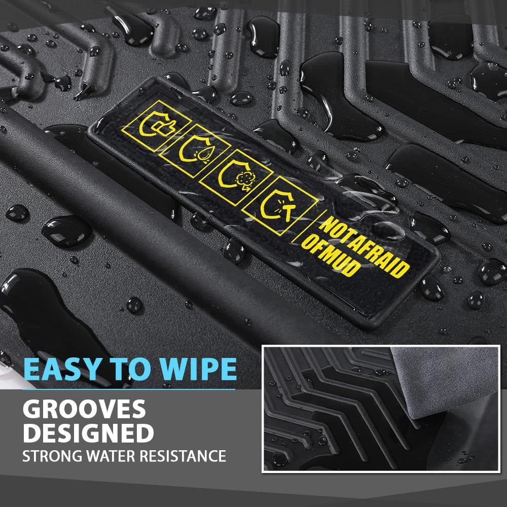 Floor Mats TPE Compatible with Chevy Silverado/GMC Sierra 1500 1999-2006 & Classic 2007 & 2500 2001-2004 3PCS Cargo Liners All Weather Protection Accessories