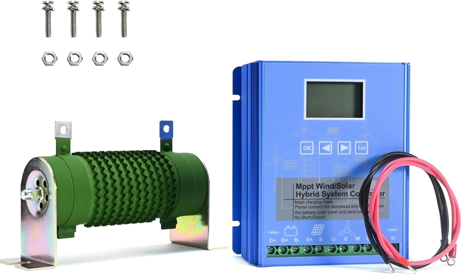 Solar Wind Power Accessories Intelligent Regulator,1500W Wind Solar Hybrid Charge Controller with LCD Display Apply to 12/24/48V Sealed and Lithium Battery Colorful,12V