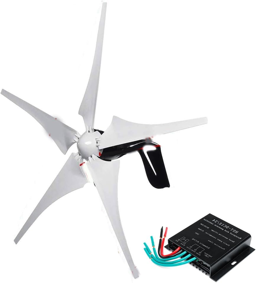 1200W-3600W Low Noise AC 5 Blades Wind Turbine Generator 12V 24V 48V 220V Low Speed 3 Phase Vertical Wind Power Generator W/Controller