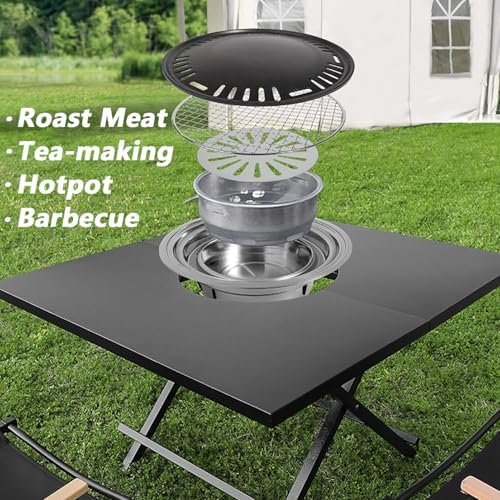 Portable Folding Grill Table - Outdoor BBQ Cooking Station for Picnic, Camping, Beach & Hiking - Easy Setup, Durable Design, Lightweight & Compact