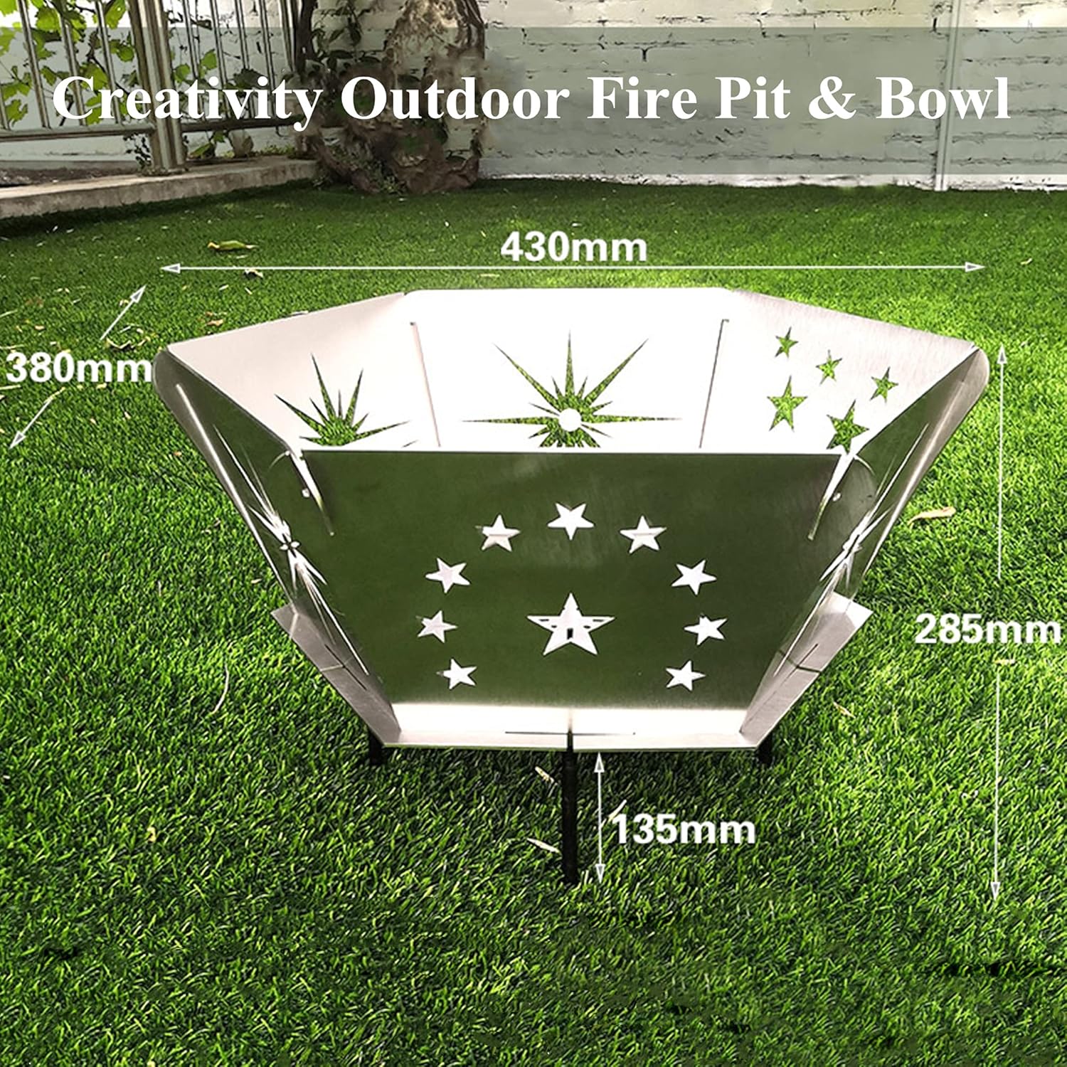 Fire Pit Portable Wrought Iron Bonfire Firepit Bowl, Wood Burning Fireplace Grill