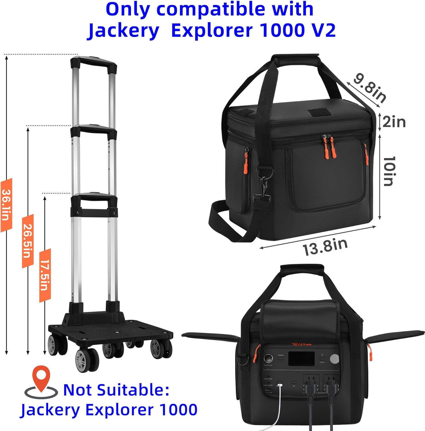 Carrying Case Compatible with jackery 1000/1000 v2,Generator Covers with Wheels and Pull Rods Compatible with jackery portable power station,Carrying Bag Compatible with Jackery Explorer 1000 V2 ﻿