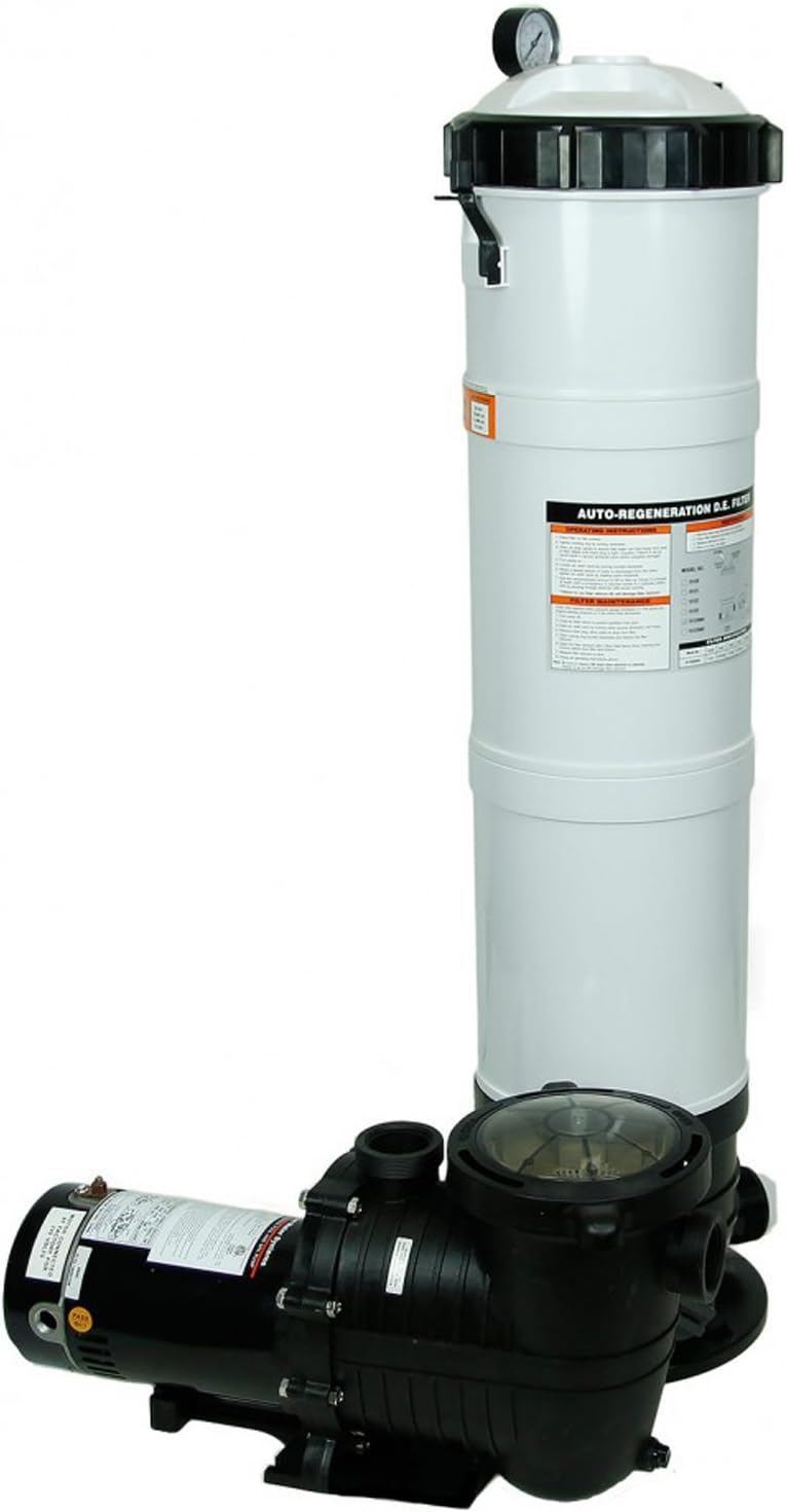 Rx Clear DE Element Inground Swimming Pool Filter System with Mighty Niagara 1 HP Pump | 110/220 Volt | Pools Up To 25,700 Gallons