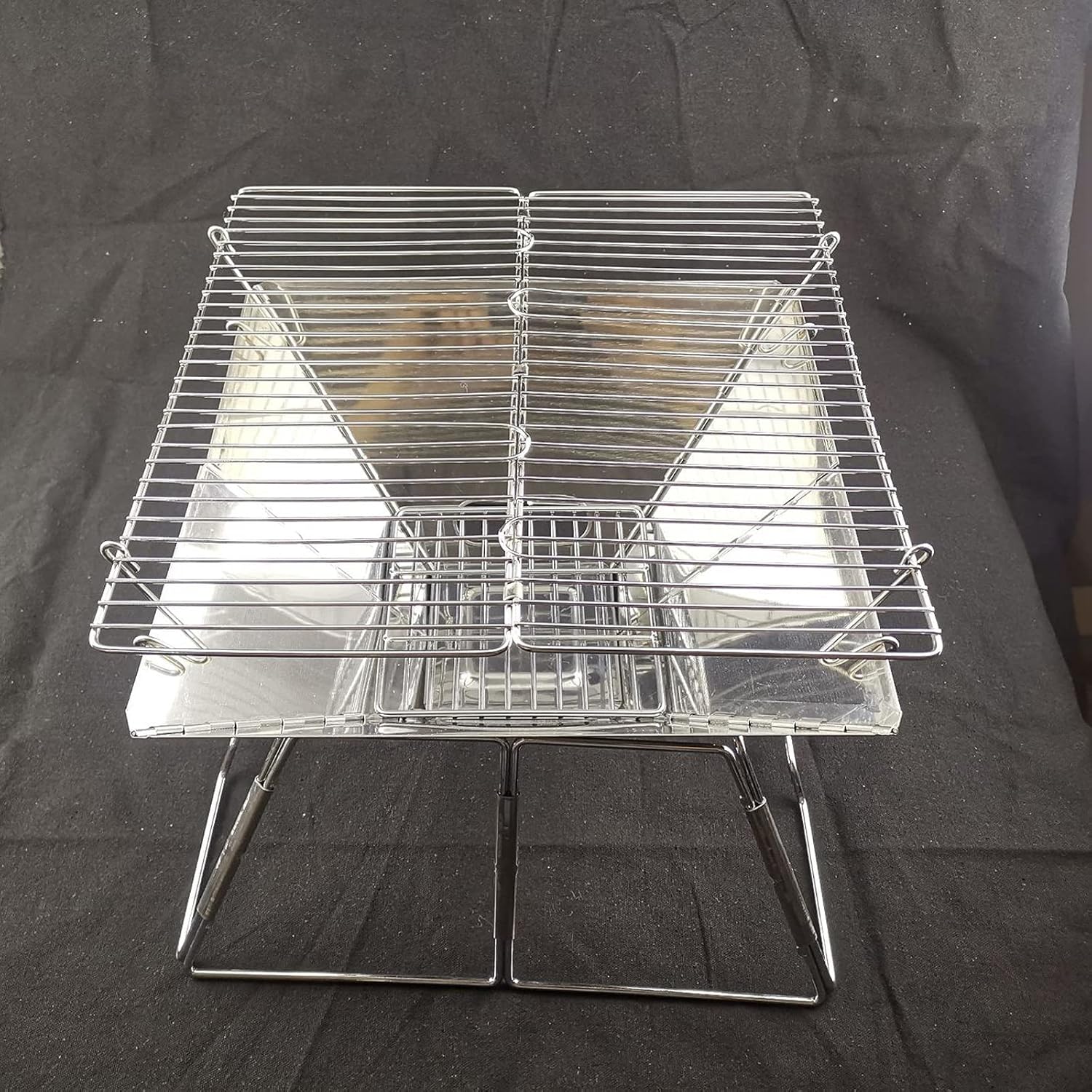 Collapsible Stainless Steel Campfire Grill Portable Camping Outdoor Fire Pit Heavy Duty Portable Camping Grill with Carrying Bag