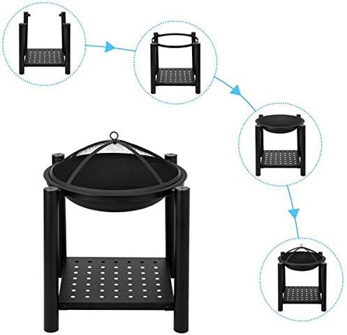 Fire Pit, 22'' Fire Pits Outdoor Wood Burning Steel BBQ Grill Firepit Bowl for Camping Picnic Bonfire Patio Backyard Garden Beaches Park