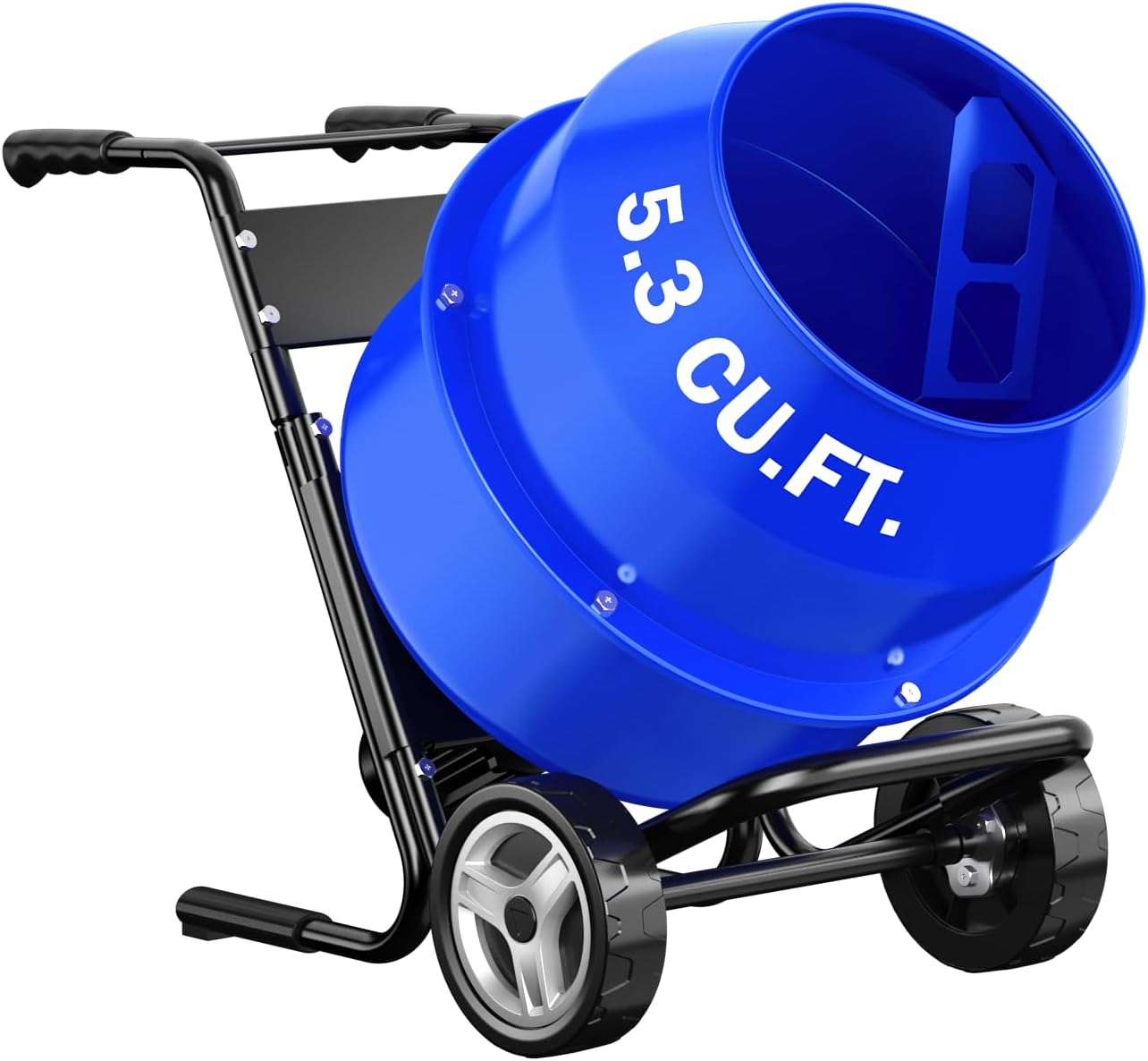 Electric Concrete Mixer, 5.3 Cubic Ft, 1HP. 750W Portable Electric Poly Drum Concrete Mixer, Heavy Duty Power Cement Mixing Machine for Mortar, Stucco and Fodder