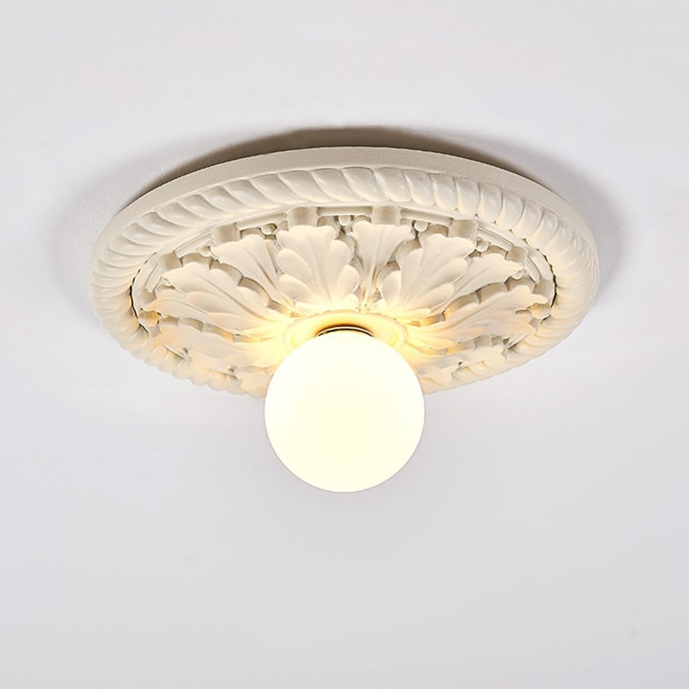 French Style Ceiling Light Vintage Resin Flush Mount Ceiling Lamp Round Small Chandelier, Antique Hallway Lighting Fixture G9 Close to Ceiling Lights for Entryway Corridor