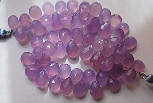 13 inch natural beads strand of 8x12mm faceted pear blue chalcedony gemstone briolletes beads for DIY jewelry - necklace, bracelet, earring, ring.