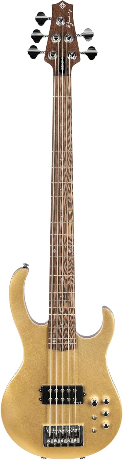 H. Jimenez 5 String Glossy Gold Top Bass Guitar With Deluxe Padded Gig Bag (LBS5-GT)