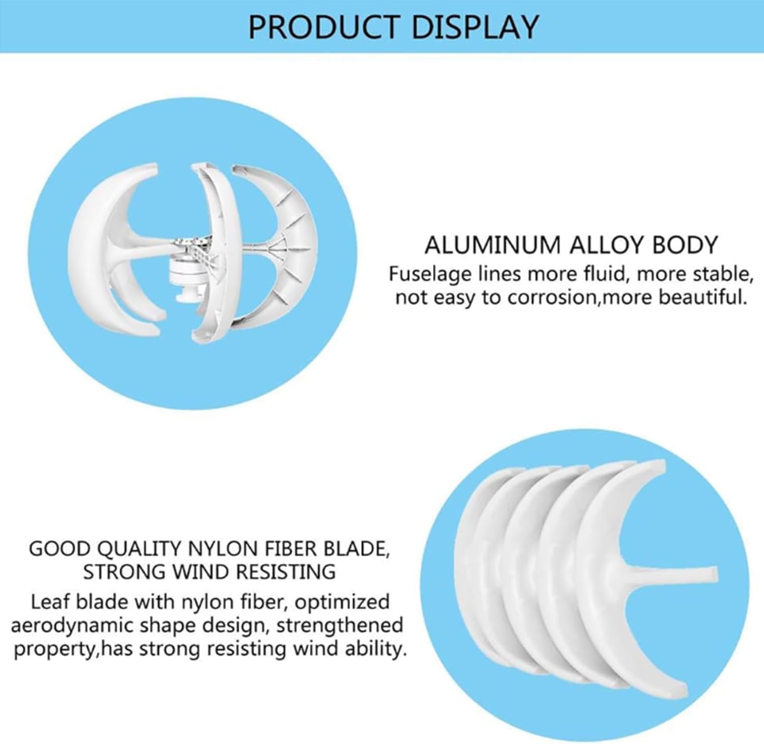 48V,BAOJUHUIKANG 1000W-5000W Vertical Axis Wind Turbine Generator, 5 Blades Wind Turbine Kit 2M/S Wind Speed Starting Wind Power Generator - White