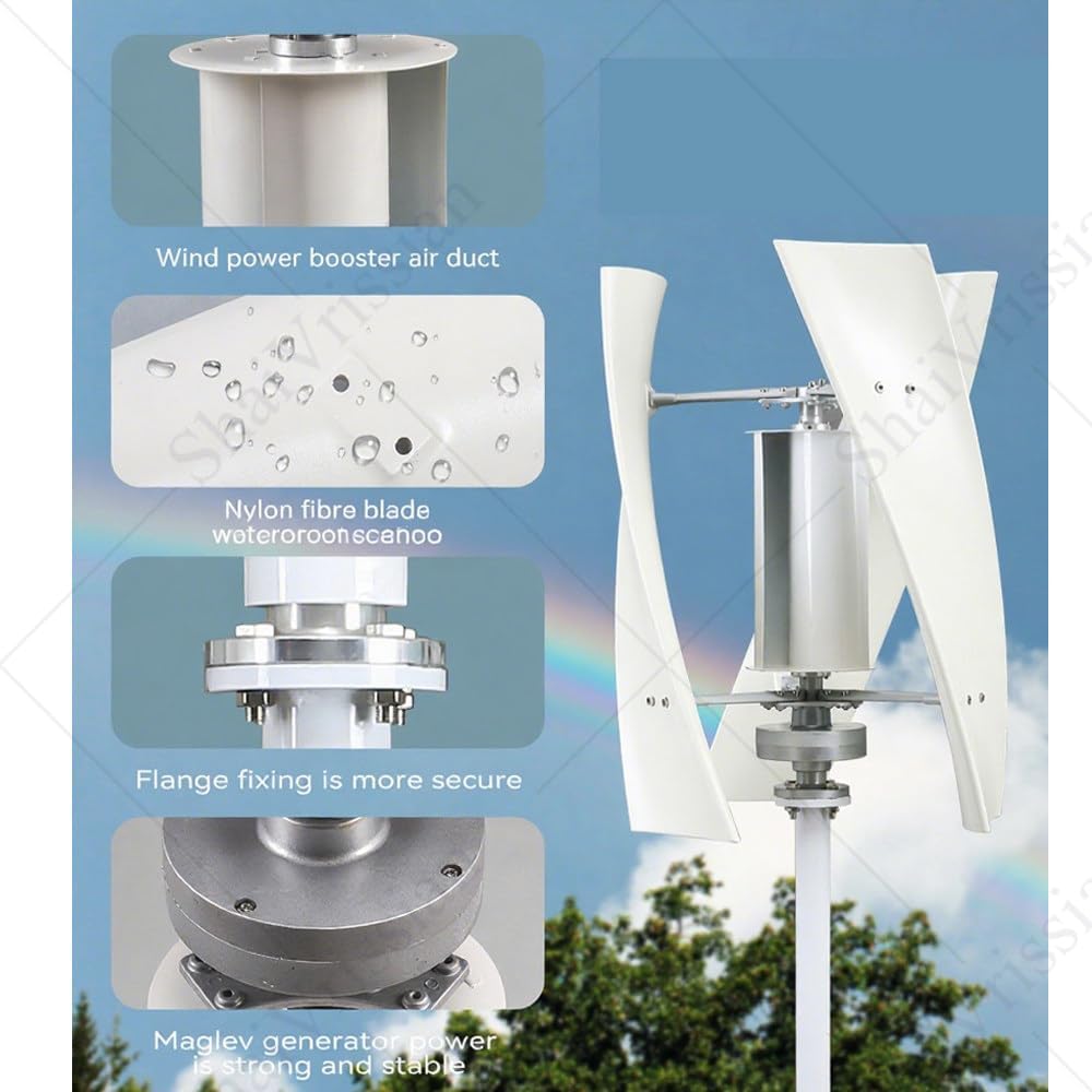 Axis Wind Turbine Generator 3 Blades,Wind Turbine Generator Kit,Operating Temperature -40°c to 80°c,Strong Wind Resistance,for Gazebos,Cabins,Homes or Industrial 200W24V