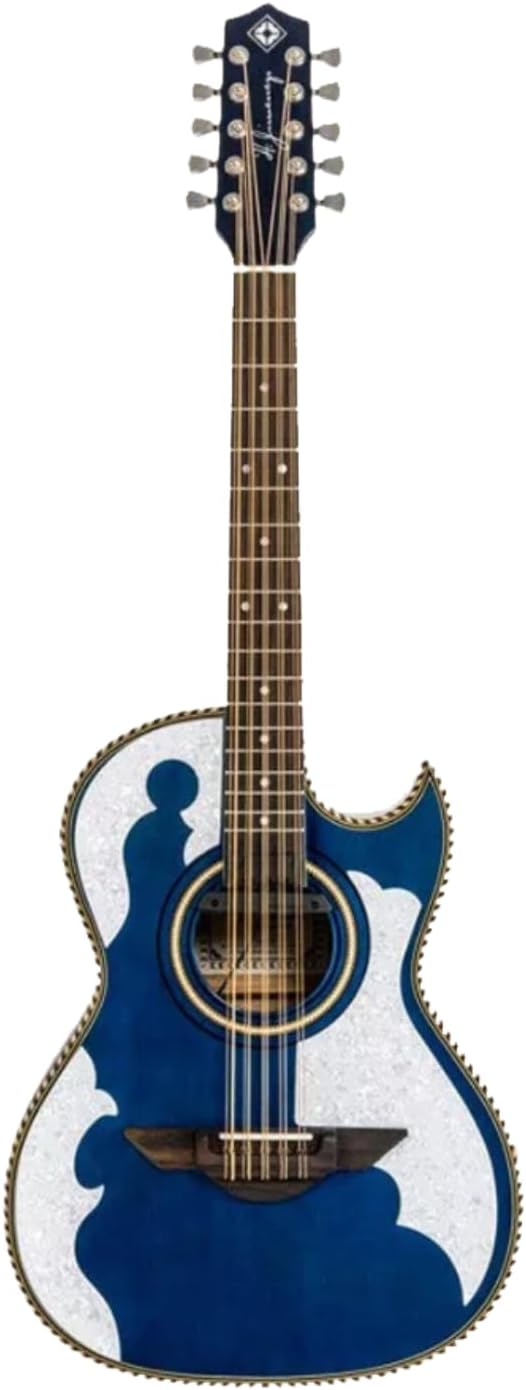 H. Jimenez LBQ4ETB El Patron Bajo Quinto, Acoustic-Electric Guitar with Gig Bag, Transparent Blue