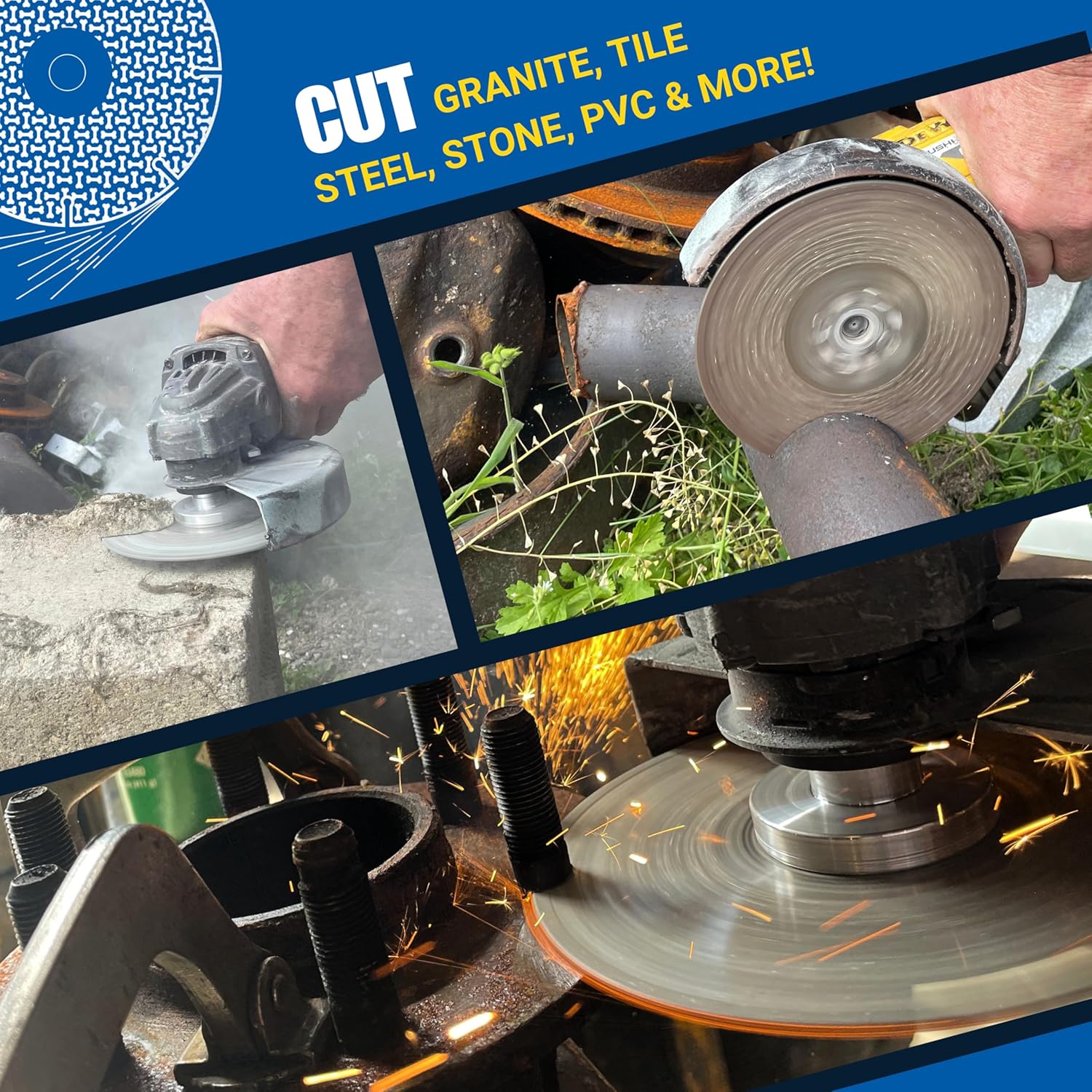 Bad Dog Tools 6” Flange Handi Disc Deux (HDII) Diamond Wheel for *Flush* Grinding, Sanding, and Cutting. Use on Iron, Steel, Brass, Tile, Stone, Brick, & Plastic. Use with a 6” Angle Grinder.