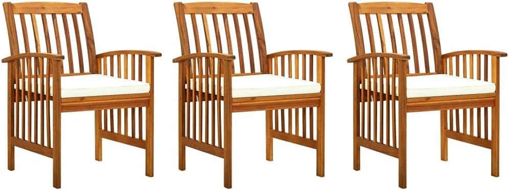 Patio Dining Chairs 3 pcs with Cushions Solid Acacia Wood,Acacia Wood Dining Chairs with Cushions for Outdoor Patio, Set of 3 Outdoor Furniture, Outdoor Chairs