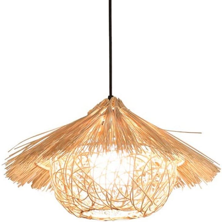 House-Shaped Bamboo Pendant Light, Hand-Woven Rattan Chandelier, Flush Mount E27 Bamboo Hanging Lamp, Study Room, Coffee Shop Decoration Lighting Fixture