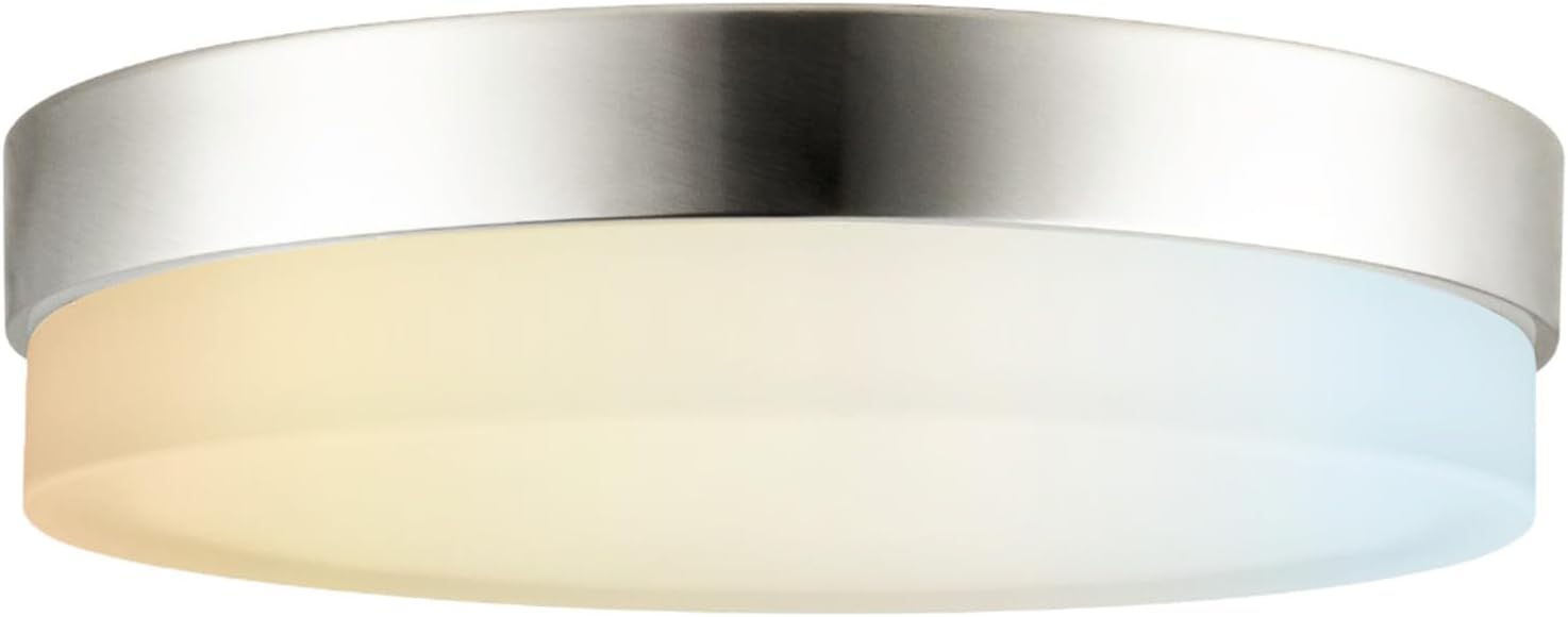 Sunlite 49154 11” Modern Round Flush Mount Ceiling Light Fixture, 20 Watts, Color Selectable 27K/30K/35K/40K/50K, 1000 Lumens, Dimmable, ETL Listed, Brushed Nickel, for Office, Bedroom & Kitchen Use
