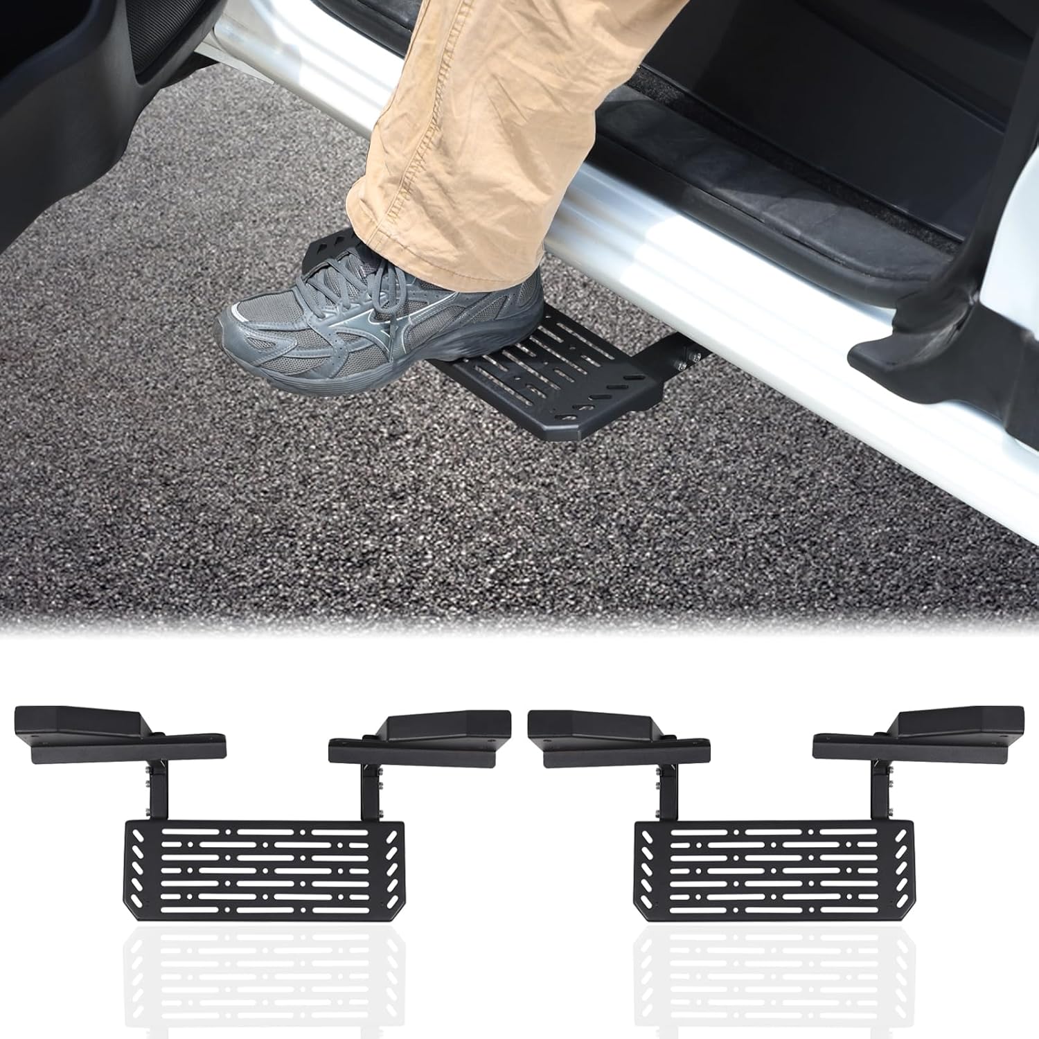 Aunginsy Front Door Running Boards Compatible with Nissan Frontier 2022 2023 2024 King Cab, Car Anti-Slip Side Steps Rails Side Extended Pedal Cover No Drilling Carbon Steel Black Exterior Accessories