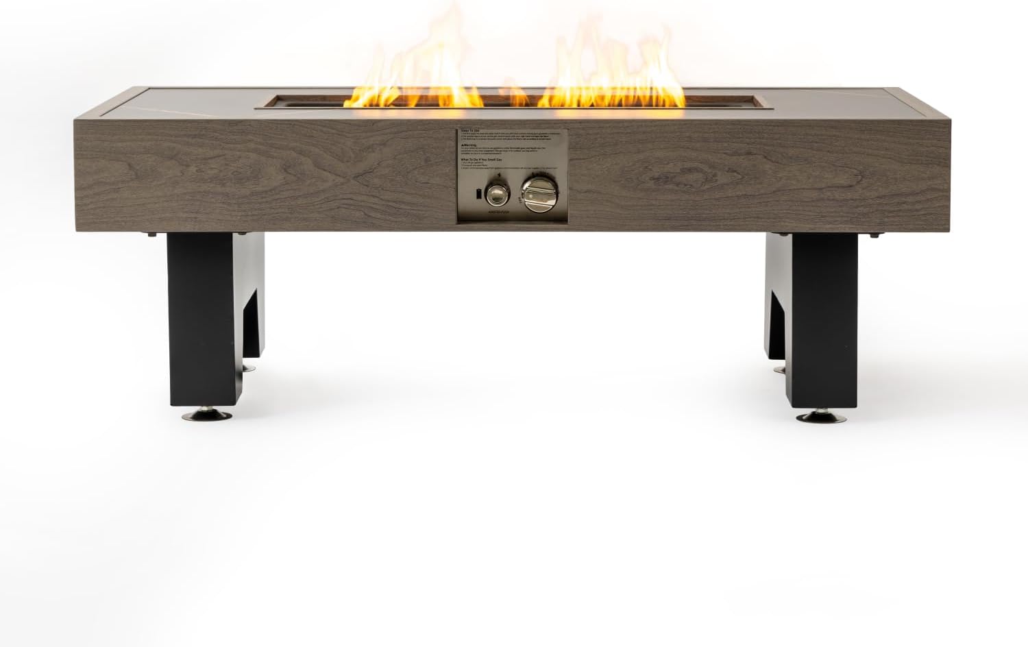 Geelife 42-Inch Iron Fire Pit Table with Wood Finish