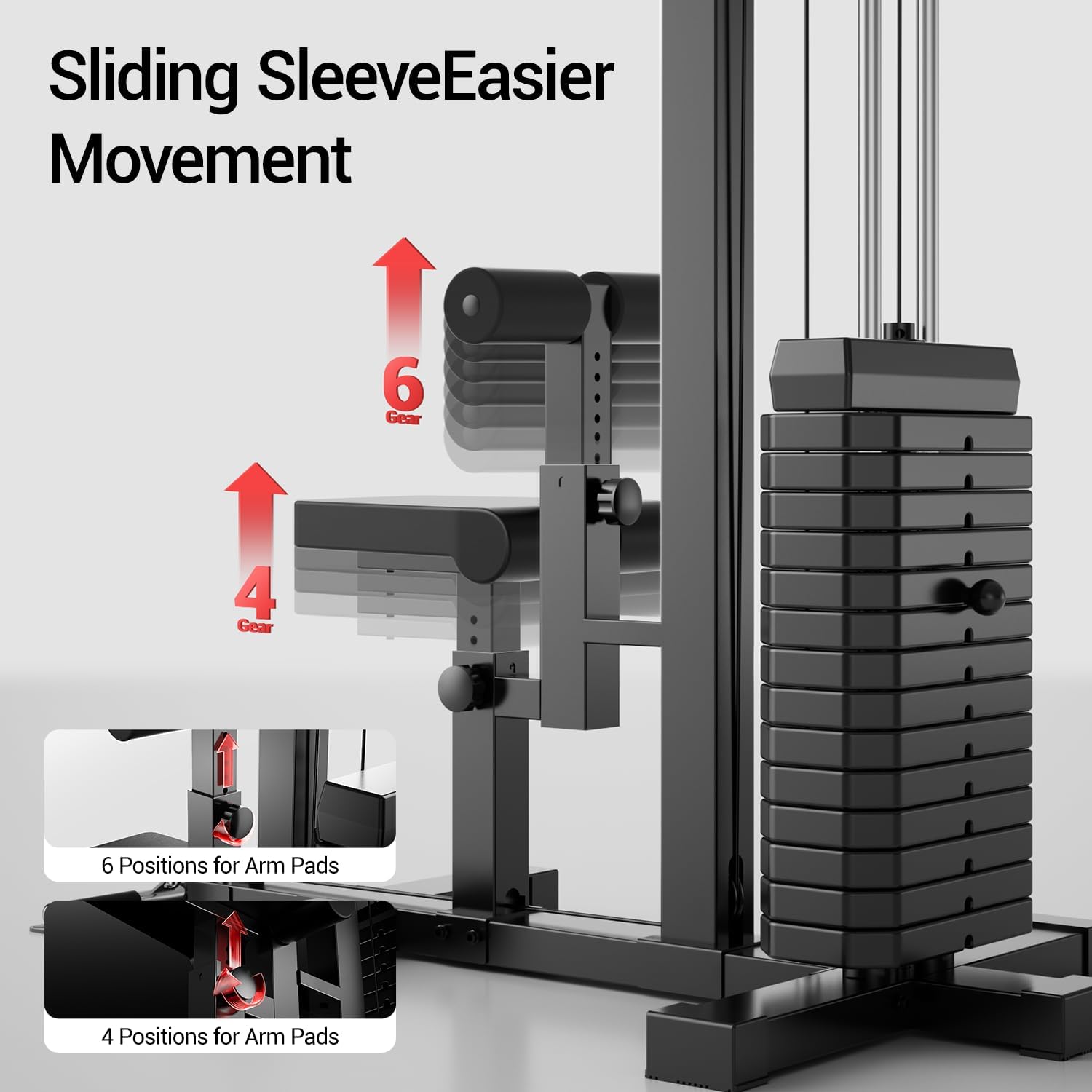 LAT Pulldown Machine, Home Gym Fitness Exercise Body Workout Strength Training & Low Row Machine with 160 LBS Weight Stack, Multi-Functional Pulley System for Triceps, Biceps, Back & More