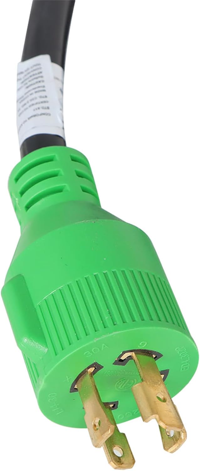 labwork 30A 50FT Generator Extension Cable Green Connector Black Wire Power Input Box L14-30P to L14-30R