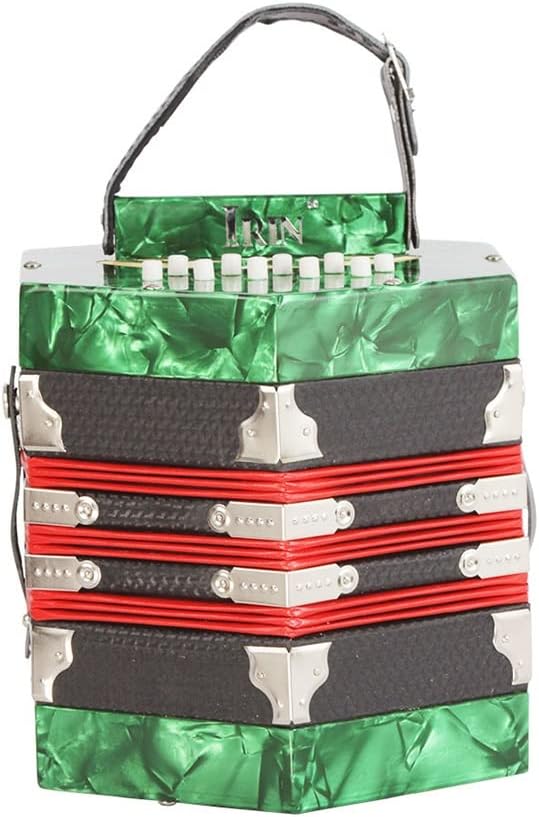20 Buttons Accordion Concertina, Entry Level Keyboard Instrument, with Carry Bag, for Adults Beginners Students, Fascinating Softer Sound,Green