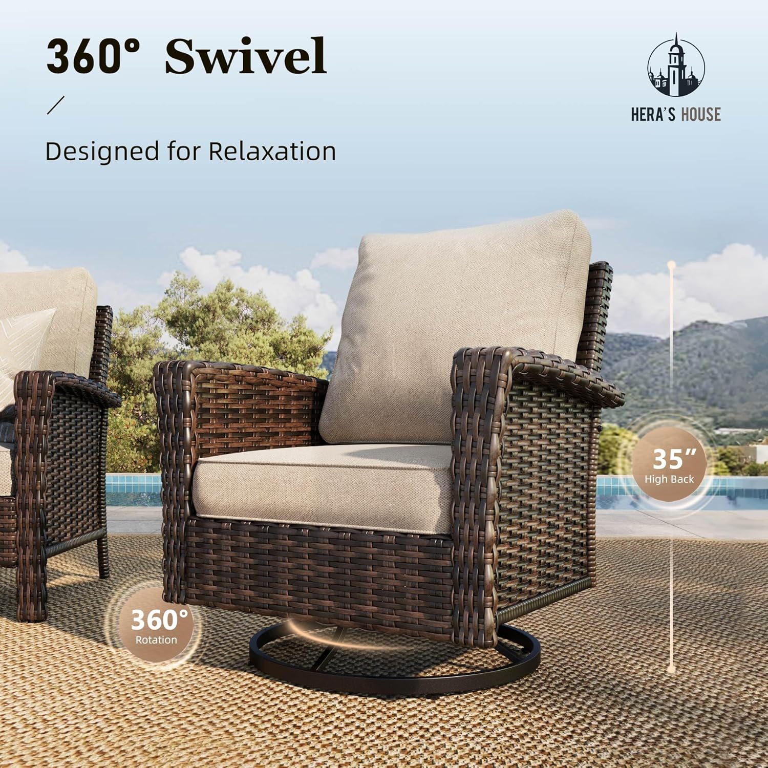 HERA'S HOUSE 8-Piece Outdoor Furniture Set with Fire Pit Table, Patio Conversation Set with 5.5