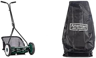 American Lawn Mower Company 16-inch 7-Blade Reel Mower with Grass Catcher & Storage Cover Bag Bundle
