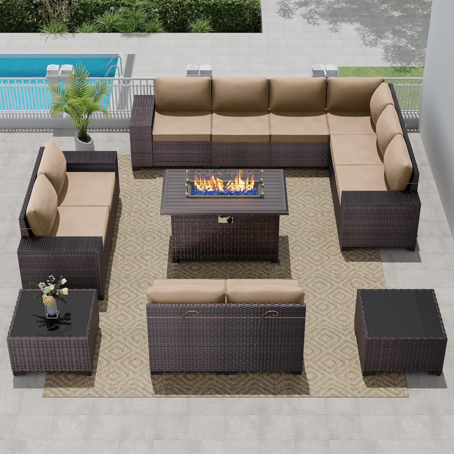 13 PCS Outdoor Patio Furniture Set,Outdoor Sectional Furniture with 43