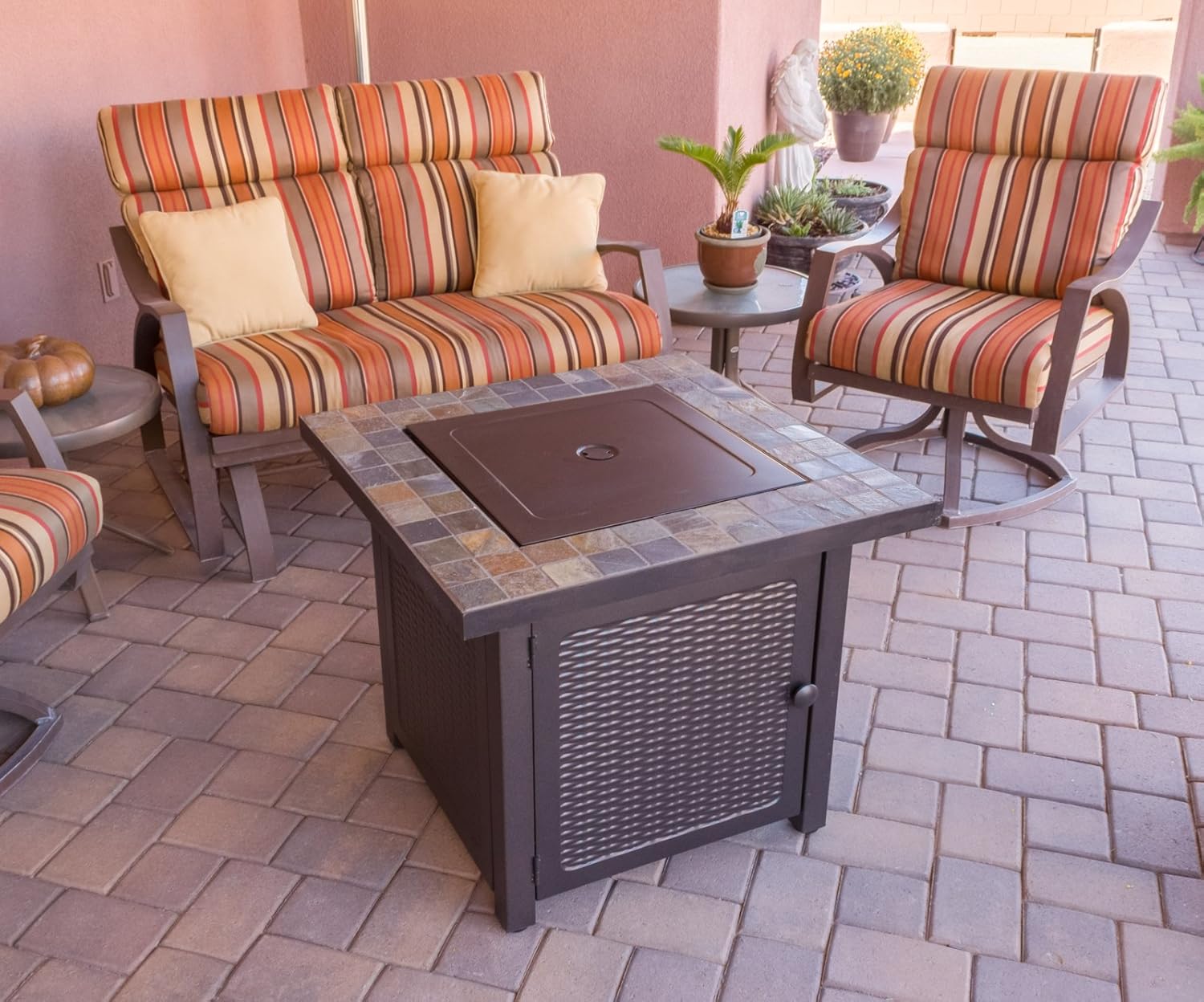 Hiland GFT-60843 High Output Propane Fire Pit, 50,000 BTU w/Amber Fire Glass Included, 30