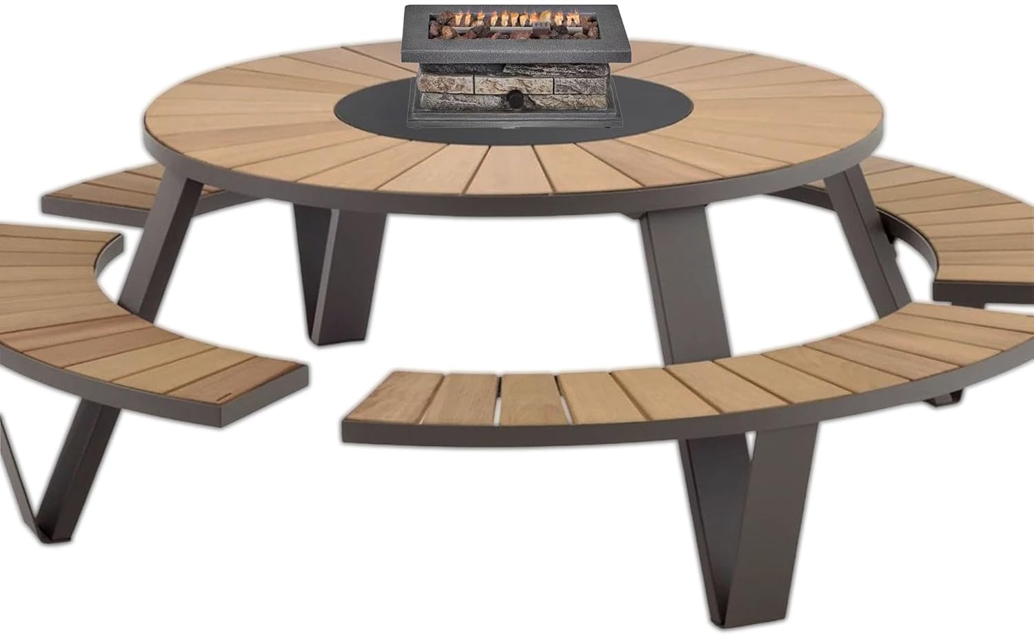 Envirostone Outdoor Propane Fire Pit, 15,000 BTU Stone Look Rectangle Tabletop, 14.125 x 11.25 Inch, Gray with Lava Rocks, 1 lb Tank Compatible