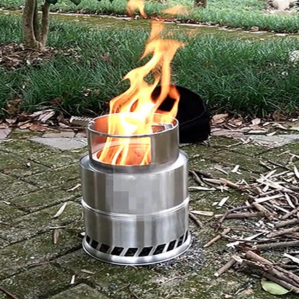 Wood Stove,Stainless Steel Camping Backpacking Stove,Bonfire Fire Pit, Outdoor Wood Burning Firepit, with Portable Carry Bag, for Camping, Cooking, Heating