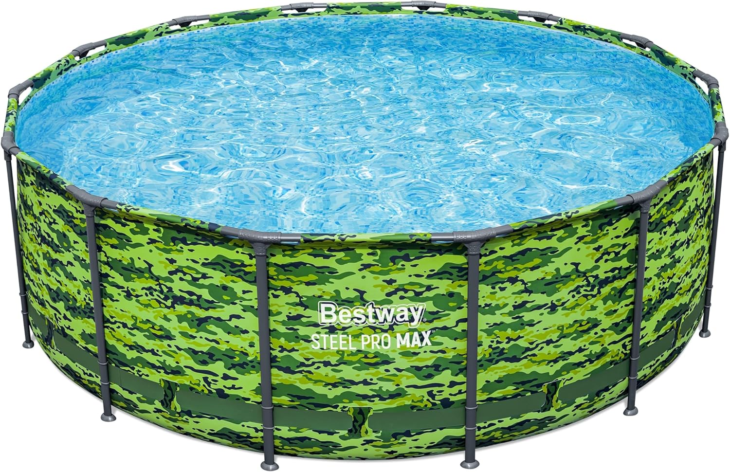 Bestway Steel Pro Max 14'x48 Camo Pool Set | Durable Construction, Easy Assembly, and All-Inclusive Accessories - Above Ground Pool Set with Filter Pump, Ladder, and Pool Cover - No Tools Required!
