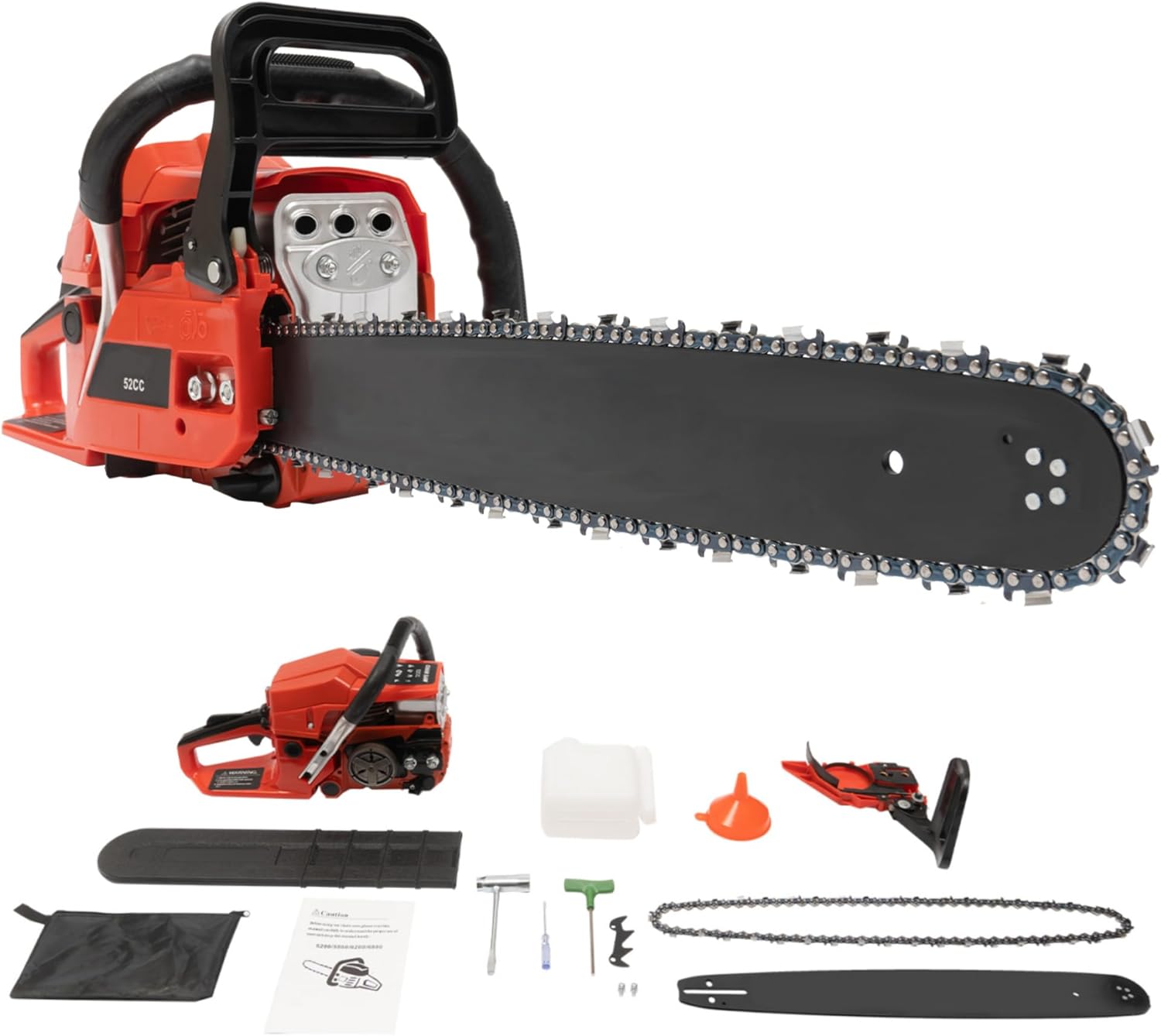20In 2-Stroke Gas Powered Chainsaw 52CC 2.2KW Gasoline Chainsaw with Single Cylinder&Air-cooled Engine Powerful Small Chain Saws Set for Cutting Wood Pruning Branches| US STOCK