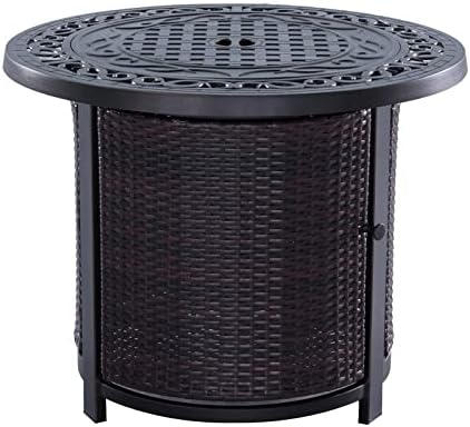 Round Firepit Table with Wicker Base