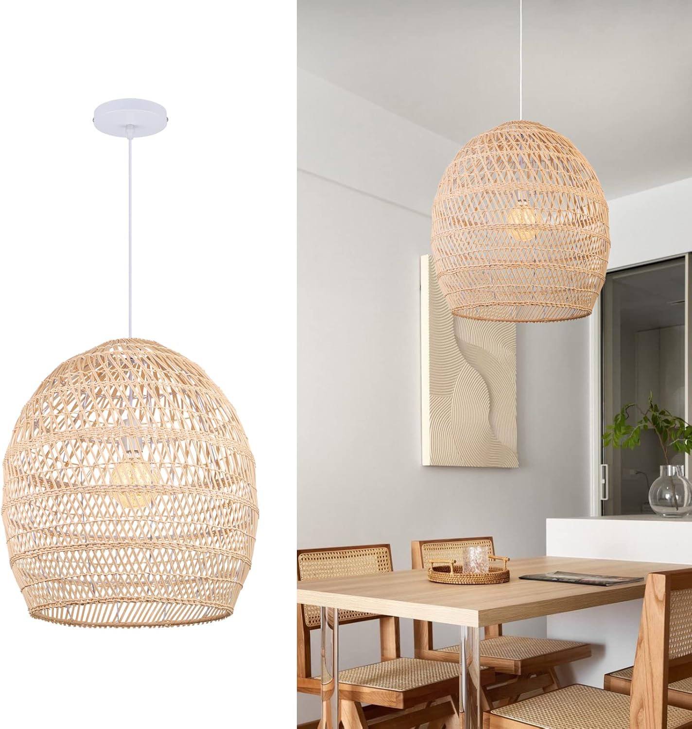 Arturesthome Boho Wicker Chandelier,W 15.7