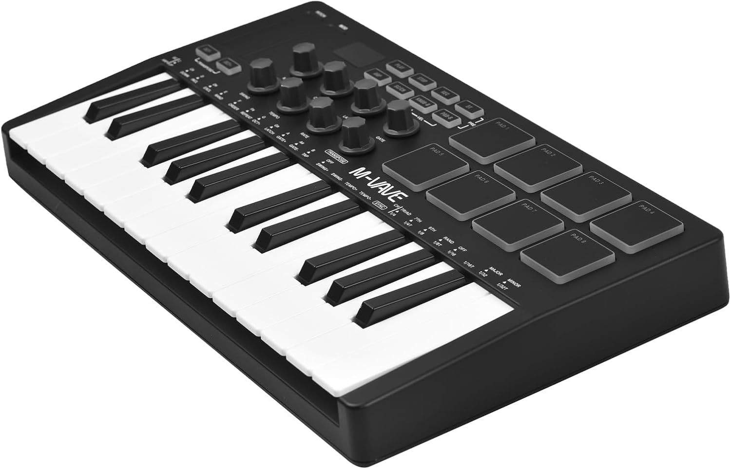 25-Key MIDI Controller Keyboard Mini USB with 8 RGB Backlit Pads, Compact MIDI Pad Sequencer & USB Music Arranger for Studio Recording & Live Performance